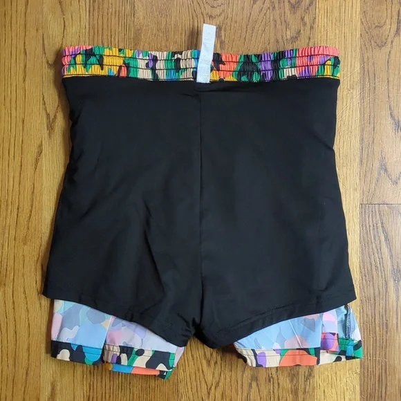 NWT High Waisted Multicolored Abstract Print Graphic Shorts Maximalist Athletic - Picture 6 of 13